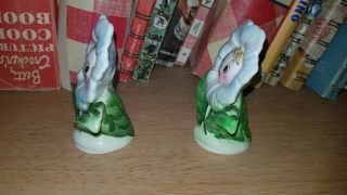 Anthropomorphic PY Japan Blue Flower Salt and & Pepper Shakers with a face 2
