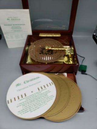 Mr.  Christmas Holiday Symphonium Wooden Music Box W/ 16 Discs 0002