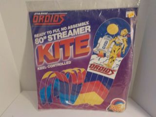 N Vintage 1985 Star Wars 80 Inch Streamer Kite Droids Cartoon R2d2 & C3po