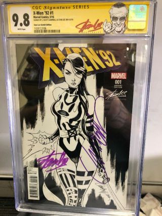 X - Men ‘92 1 Sketch Cgc 9.  8 Signed By Stan Lee W/stan Lee Collectibles Red Label