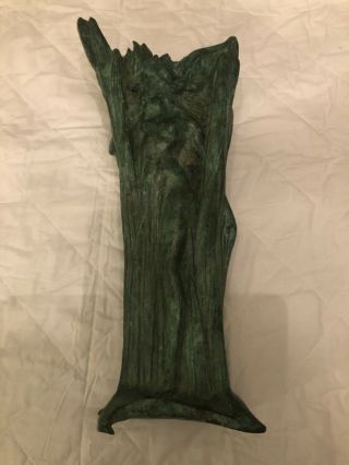 Vintage Art Nouveau Metal Vase Nude Lady Heavy Piece
