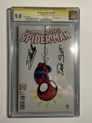 Spider - Man 1 Cgc Ss 9.  8 2x Signed Stan Lee & Dan Slott Young Variant
