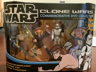 Star Wars Clone Wars Commemorative Dvd Figure Pack (anakin,  Tiin,  Clone)