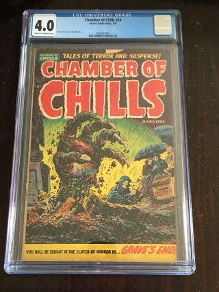 Chamber Of Chills 24 Cgc 4.  0 1954 Precode Horror Classic Graveyard Zombie Cover