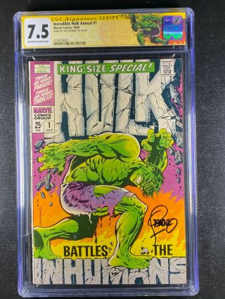 Incredible Hulk Annual King Size Special 1 Cgc 7.  5 Signed Jim Steranko Jr