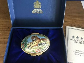 Halcyon Days Hinged Enamel Over Copper Tiger In The Jungle