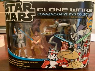Star Wars Clone Wars Commemorative Dvd Figure Pack (cody,  Obi - Wan,  Grievous)