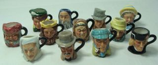 12 Vintage Miniature 1 1/2 " Royal Doulton Dickens Characters Toby Mug Jug Euc