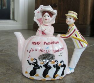 Rare Vintage Mary Poppins " Jolly Holiday " Musical Teapot Enesco