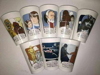 Complete Set Of 8 Limited Edition 1977 Vintage Star Wars Coca Cola Promo Cups