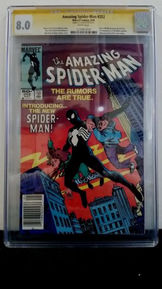 Spider - Man 252 Cgc 8.  0 Ss Signed Stan Lee 1st Black Costume White Pages