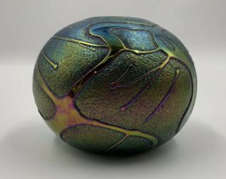 Vintage Signed Iridescent Paperweight 1988 Mount St.  Helens Glass Eye Studio