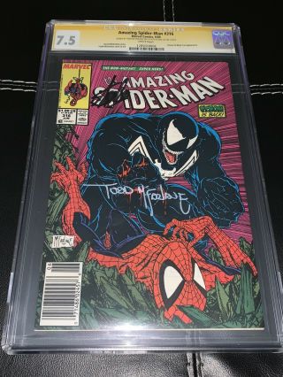 Spider - Man 316 Newsstand Edition Cgc 7.  5 Signed By Lee & Mcfarlane