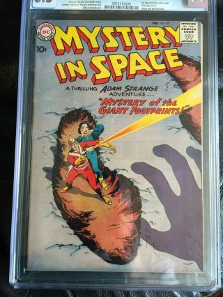 MYSTERY IN SPACE 57 CGC VF,  8.  5; OW - W; Adam Strange; full page ad for B&B 28 2