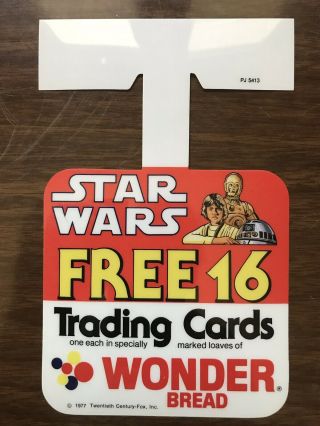 1977 Star Wars Wonder Bread Store Display Shelf Tab Hanger Plastic