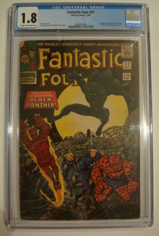 Fantastic Four 52.  1st Appearance Of The Black Panther.  Cgc 1.  8.  Marvel.  Js