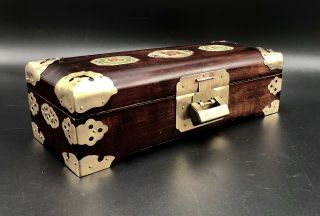 Vintage Jewelry Box 10x4x3 Wood/brass (music: Somewhere My Love) Rare Lock & Key