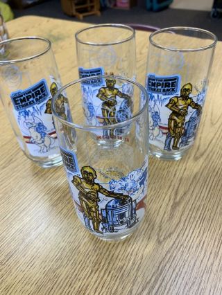 1980 The Empire Strikes Back R2 - D2 Glasses Set Of 4 Burger King Star Wars