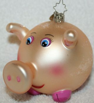 Christopher Radko Glass Christmas Ornament Italian Berkey Bank Pig