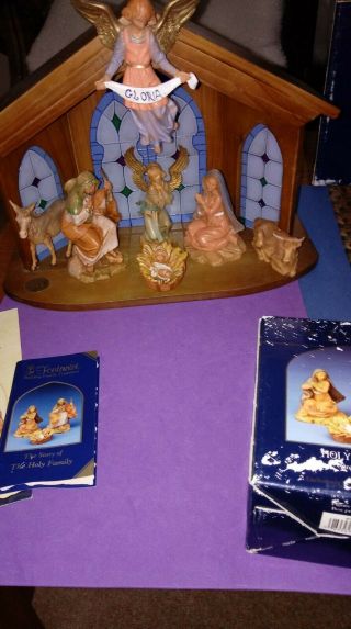 Roman Fontanini Lighted Stained Glass Nativity Set 5 