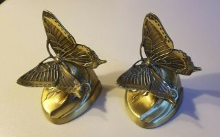 Vintage " Pm Craftsman " Brass Butterfly Bookends
