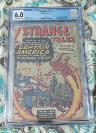 Strange Tales 114 Cgc 6.  0 Captain America Story Classic Kirby Cover
