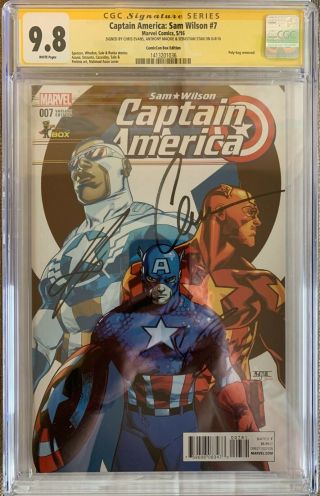 Captain America: Sam Wilson 7 Cgc 9.  8 Ss Comiccon Box Edition - Chris Evans Nr