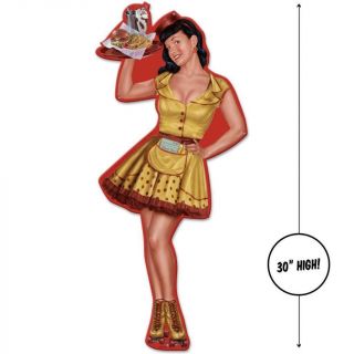 Bettie Page Pin Up Girl Diner Car Hop Skate Metal Sign Man Cave Garage Shop Club