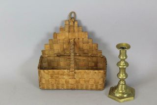 A Great 19th C Hanging Splint Loom Basket In The Best Old Surface