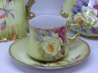 Vintage Nippon Hand Painted Rose Teapot w/Accessories 2