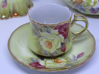 Vintage Nippon Hand Painted Rose Teapot w/Accessories 3