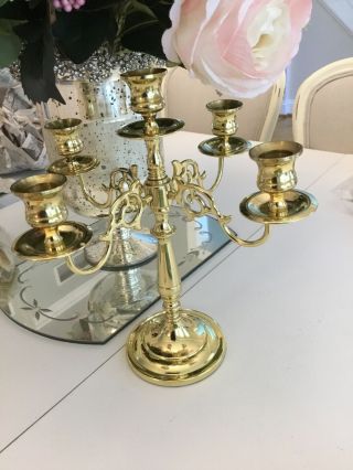 Vtg $225 Baldwin Ornate Solid Brass 4 Arm 5 Light Candelabra Candle Holder