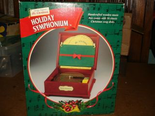 Mr.  Christmas Holiday Symphonium Wooden Music Box W/ 16 Discs