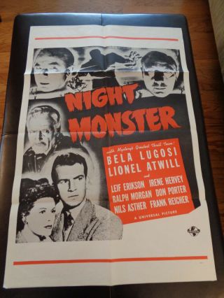 Night Monster (1942) Orig Movie Poster (r1970s) Lugosi Universal Studios Horror