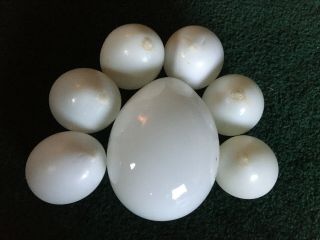 7 Vintage Antique Hand Blown Milk Glass Nesting Easter Eggs 1 Large 6 Small