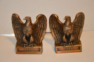 Vintage Federal Eagle Brass Finish Bookends Philadelphia Manufacturing Co.  1776