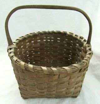 Antique Splint Basket England Patina Country Primitive Gathering Fruit Egg