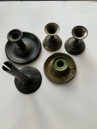 5 Vintage 19th Century Single Candle Holders 1860’s - 1880’s
