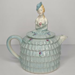 Vintage Victorian Lady In Ballgown Figural Teapot Woman In Crinoline Gown Japan
