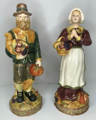 Kaldun & Bogle Large Vintage Pilgrim Couple Figurine Set Thanksgiving Blessings