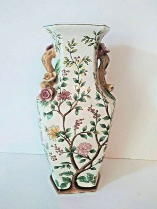 Vintage Andrea By Sadek Chopsticks Ceramic Vase Asian Lotus Flowers Large 15 "