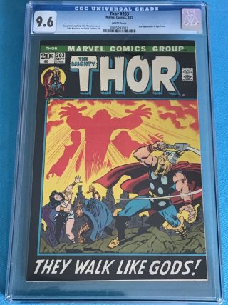 The Mighty Thor 203 Cgc 9.  6 White 0805991019 2nd Ego - Prime Marvel Picture Frame