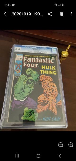 Fantastic Four 112 Cgc 8.  0 Thing Vs The Hulk Classic Cover