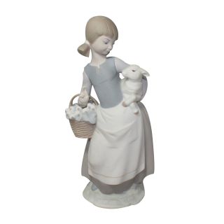 Lladro Figurine 4835 Ln Box Girl With Lamb Matte