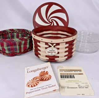 Longaberger 2009 Tree Trimming Red Peppermint Twist Basket Combo Complete
