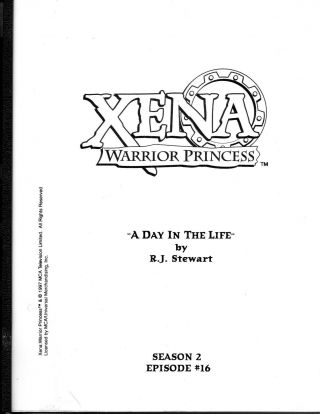 Xena Warrior Princess Script A Day In The Life S2 E16 By R J Stewart,  Photo