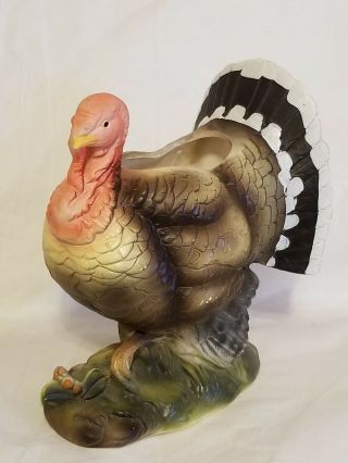 Vintage Lefton Porcelain Ceramic Turkey Planter Figurine Thanksgiving