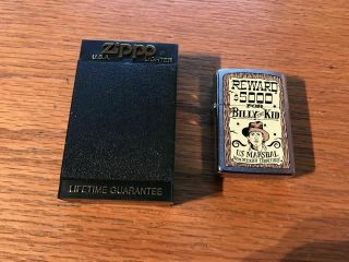 Rare Retired Billy The Kid Wanted Poster Zippo Lighter Un - Opened