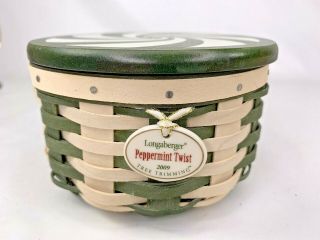 Longaberger 2009 Tree Trimming Green Peppermint Twist Basket Combo Complete 2