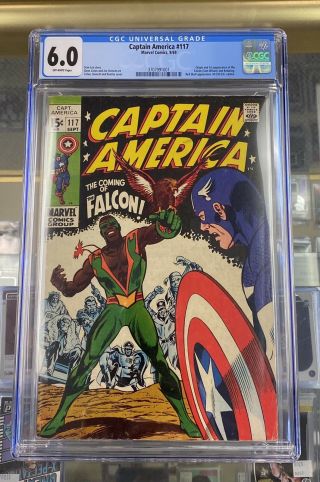 Captain America 117 Marvel Cgc 6.  0 Fn (1969) Origin & 1st App.  Of Falcon